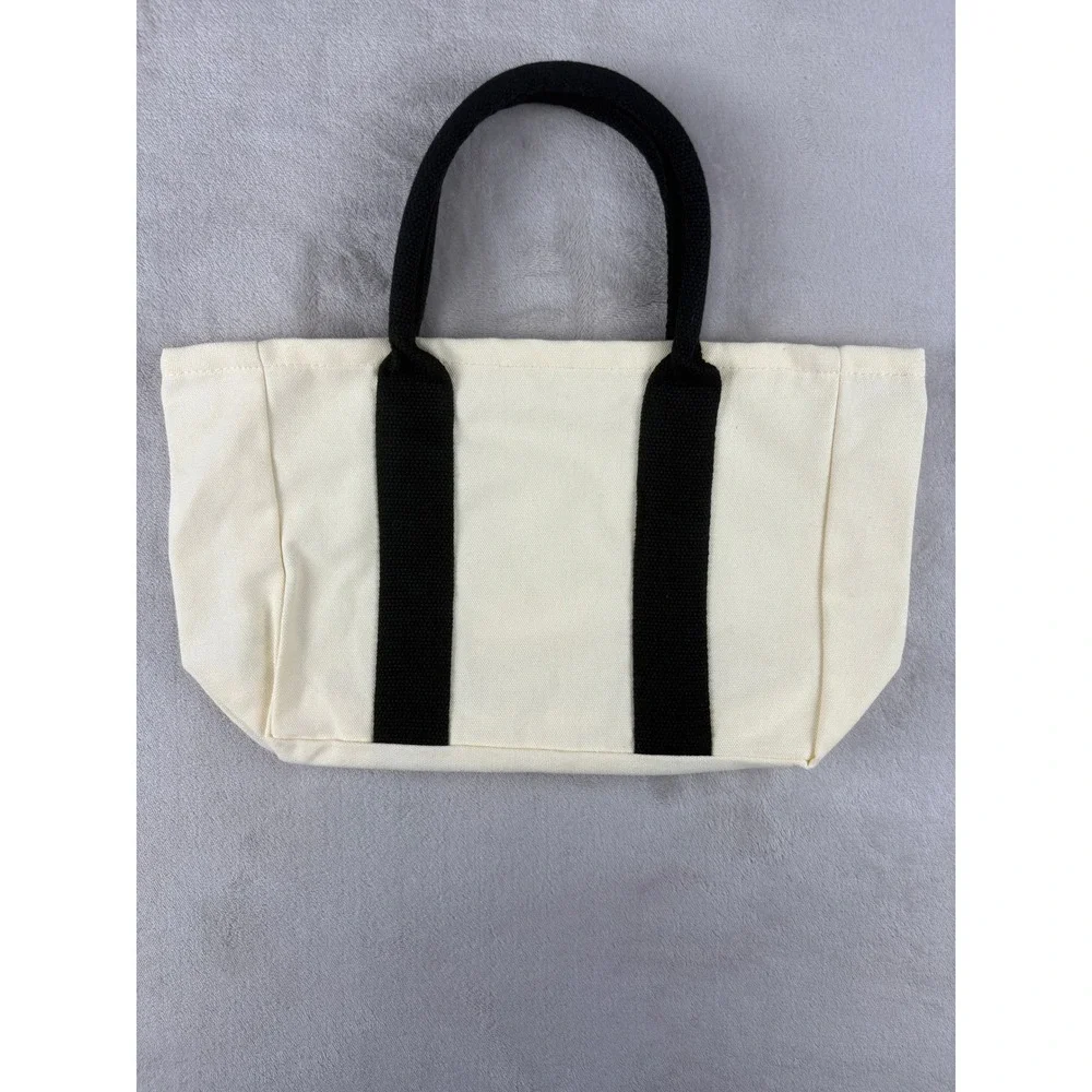 Peanuts Snoopy Little Cutie Canvas Tote Bag Cream Black Doghouse Graphic Small